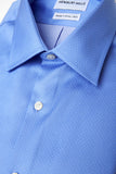 Dotted Blue shirt folded with close up of fabric