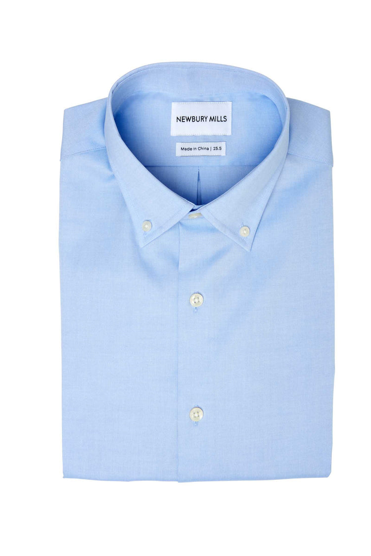 Blue Oxford Cloth Button Down Dress Shirt Folded